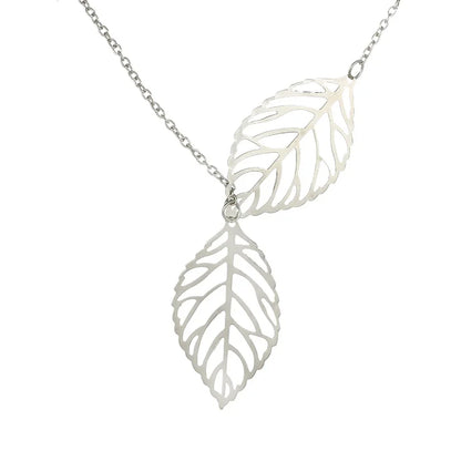 Double Leaves Pendant Necklaces