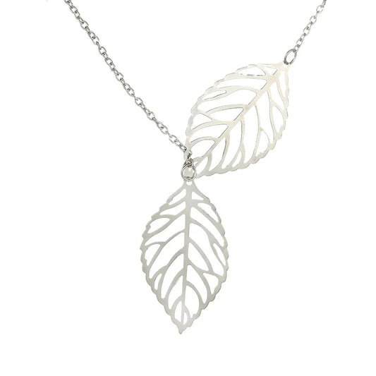 Double Leaves Pendant Necklaces